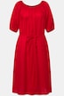 Robe midi, ceinture à nouer. Décolleté rond, manches courtes ballon.