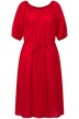 Midi šaty, vázací pásek, kulatý výstřih, krátké balónové rukávy