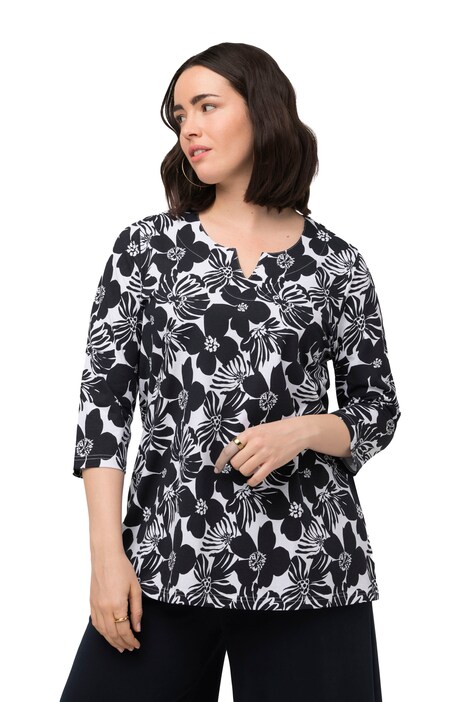 Tričko, A střih, rozparek, kulatý výstřih, 3/4 rukávy