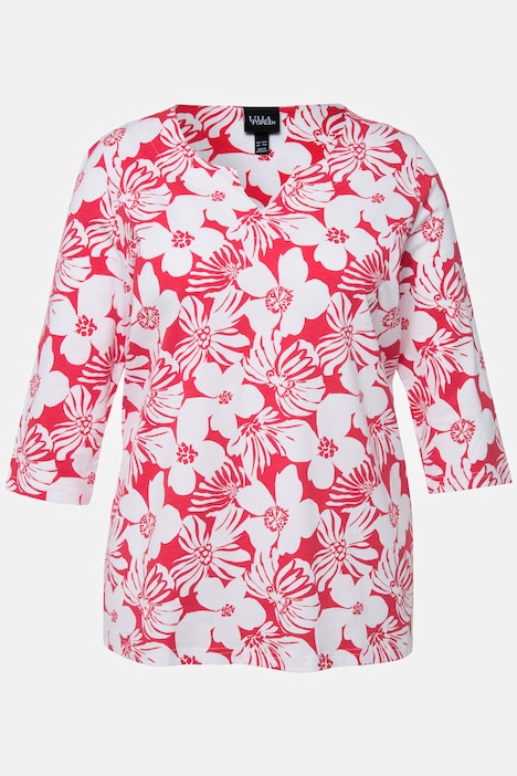 T-shirt Femme Manches 3/4 Imprimé Tournesol - Coupe Ample Confortable, Taille S à 5XL - Style Décontracté Tendance