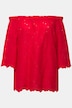carmenblouse, blote schouders, A-lijn, kant, korte mouwen