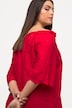 carmenblouse, blote schouders, A-lijn, kant, korte mouwen