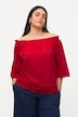 carmenblouse, blote schouders, A-lijn, kant, korte mouwen