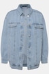 Oversized Faded Denim Button Front Long Sleeve Jacket