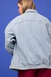 Oversized Faded Denim Button Front Long Sleeve Jacket