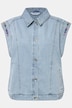Embroidered Button Front Denim Vest