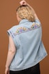 Embroidered Button Front Denim Vest
