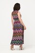 Sukienka midi, wzór zygzakowy, w kopertowym stylu, bez rękawów