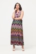 Sukienka midi, wzór zygzakowy, w kopertowym stylu, bez rękawów