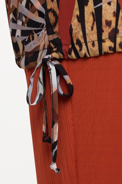 Bluzka, liście palmy, oversized, okrągły dekolt, rękaw 3/4