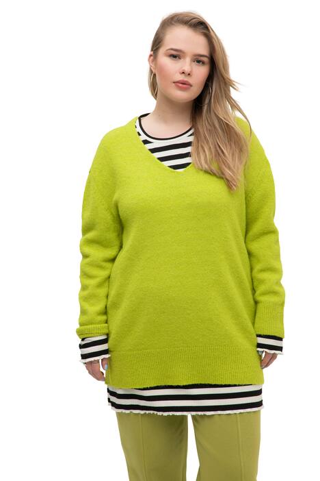 Svetr, oversize, jemný úplet, výstřih do V, dlouhé rukávy