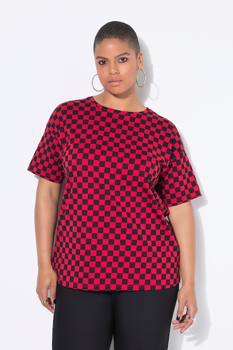 T-shirt oversize. Imprimé damier