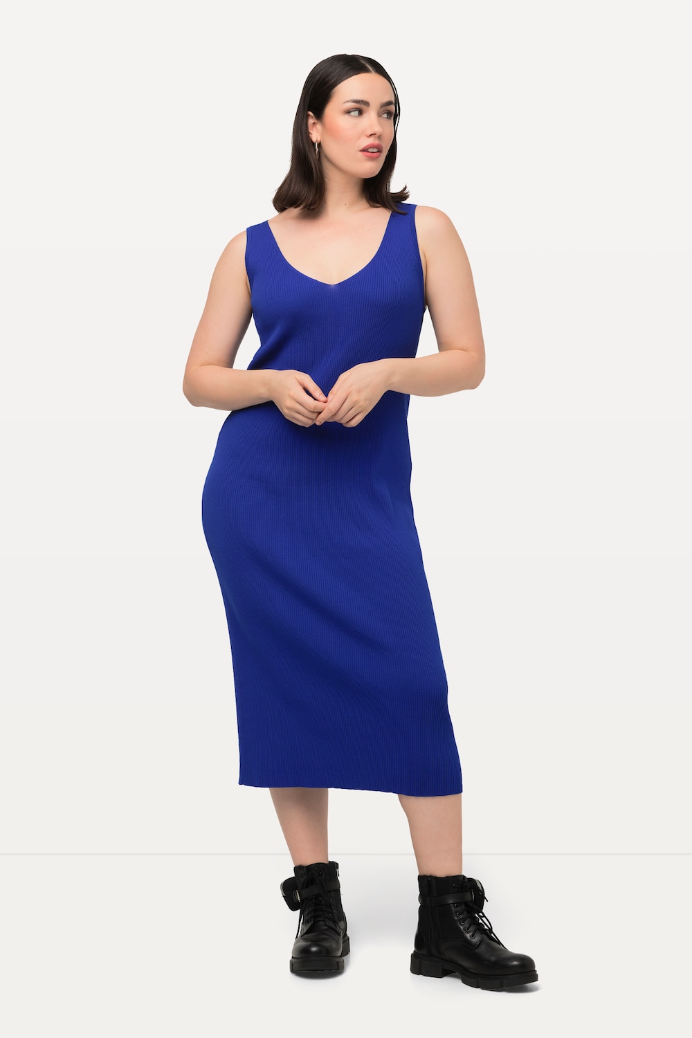 Thumbnail - Große Größen Strickkleid, Damen, blau, Größe: 54/56, Viskose/Polyester, Ulla Popken