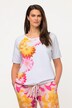 T-Shirt, Blüten, Oversized, Saumband, Rundhals, Halbarm