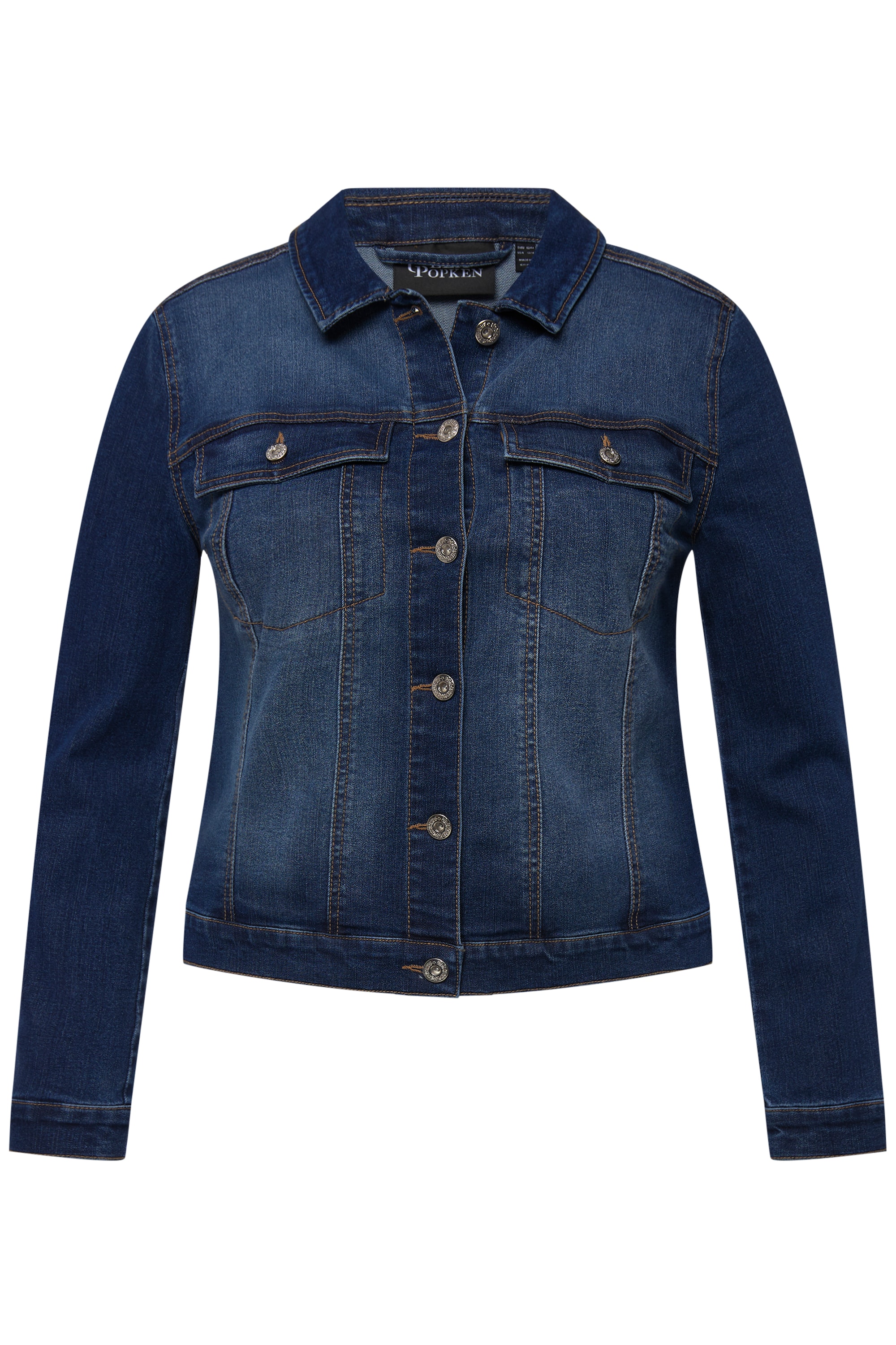 Ulla Popken Damen große Größen Braut Jeansjacke Stickerei Hemdkragen 817627