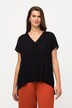 Tunika, Zierfalte, Oversized, V-Ausschnitt, Halbarm