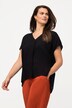 Tunika, Zierfalte, Oversized, V-Ausschnitt, Halbarm