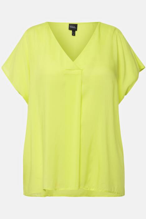 Tunika, Zierfalte, Oversized, V-Ausschnitt, Halbarm