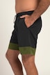 swim shorts, elasticated waistband, two colours