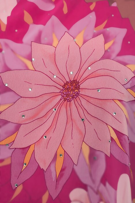 Bluse, doppellagig, Rundhals, Halbarm, Zipfelsaum