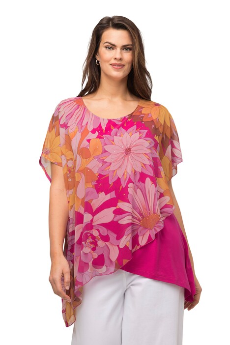 Halenka, dvouvrstvá, kulatý výstřih, krátké rukávy, cípový lem