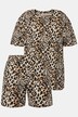 Pyjama, kurzer Zweiteiler, Leo Print, Shirt, Shorts