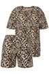 Pyjama, kurzer Zweiteiler, Leo Print, Shirt, Shorts