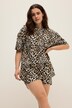 Pyjama, kurzer Zweiteiler, Leo Print, Shirt, Shorts
