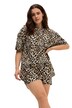 Pyjama, kurzer Zweiteiler, Leo Print, Shirt, Shorts