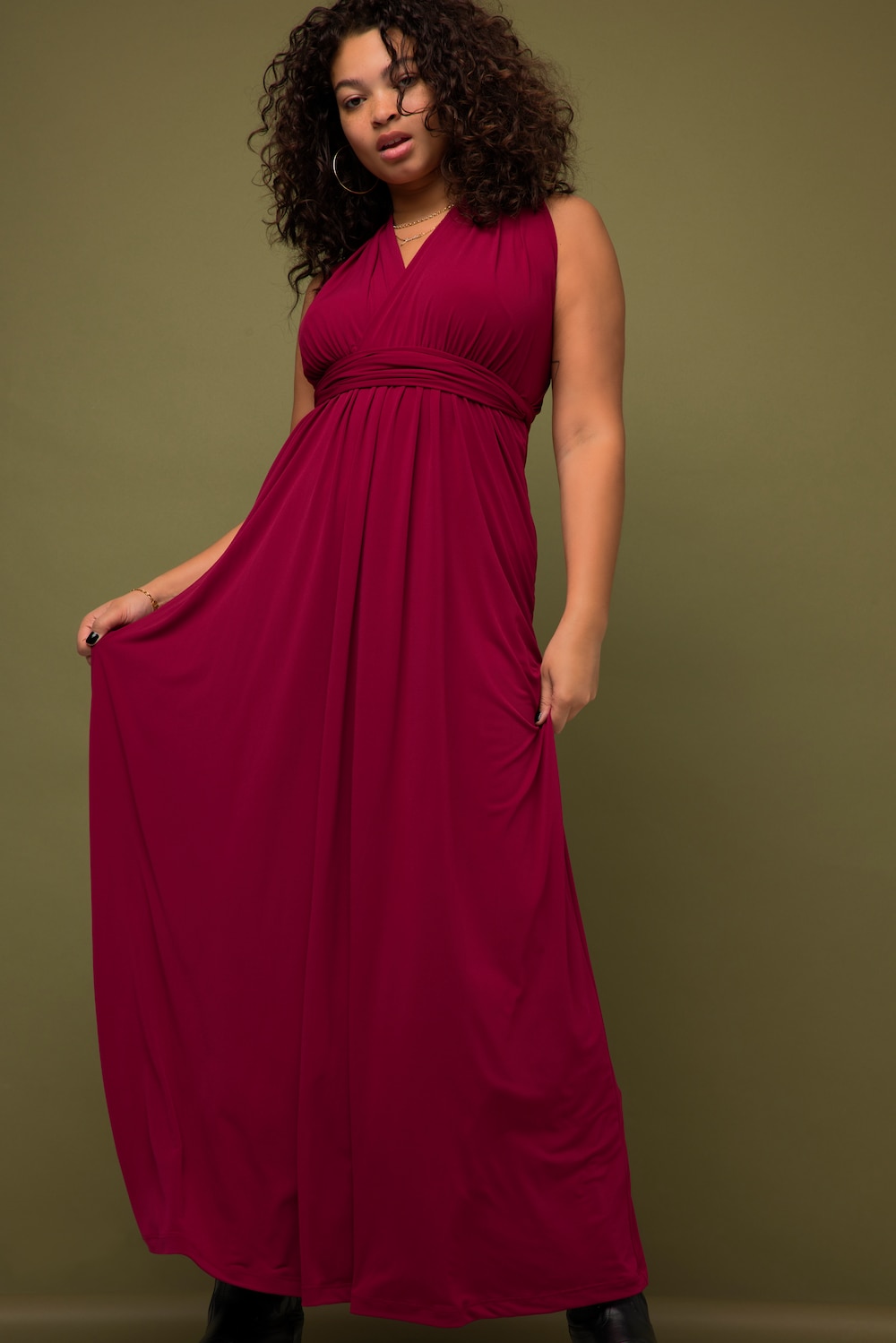 Große Größen Jersey-Wickelkleid, Damen, rot, Größe: 54/56, Polyester, Studio Untold