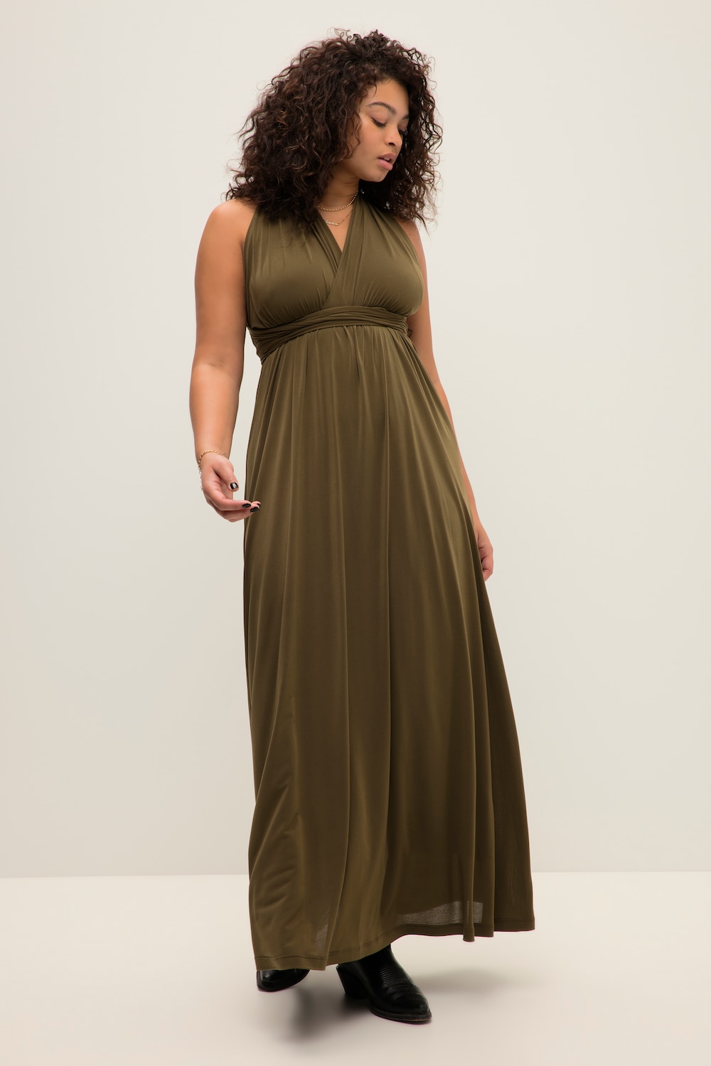 Große Größen Jersey-Wickelkleid, Damen, braun, Größe: 54/56, Polyester, Studio Untold