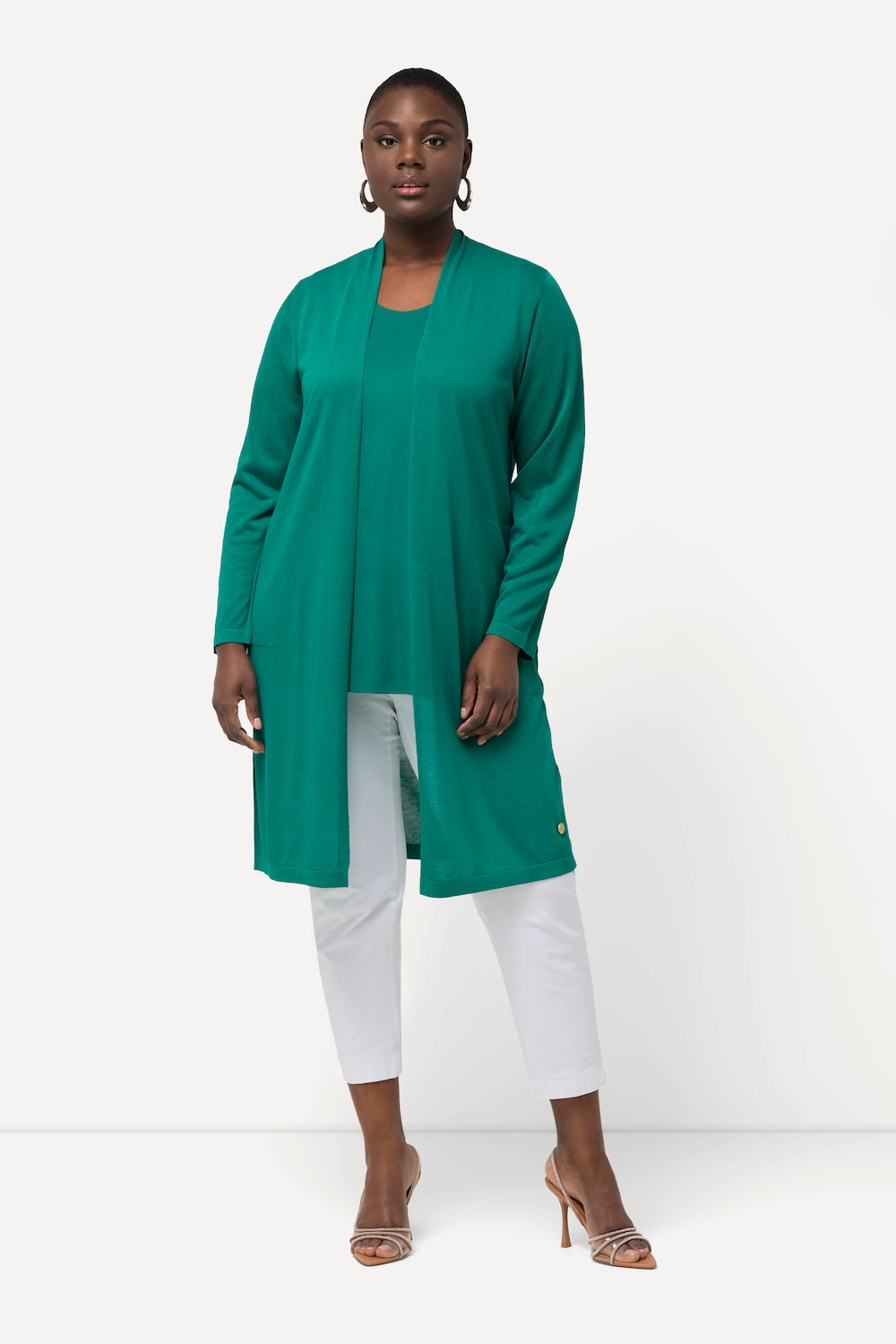 Große Größen Long-Strickjacke, Damen, grün, Größe: 46/48, Viskose/Synthetische Fasern, Ulla Popken