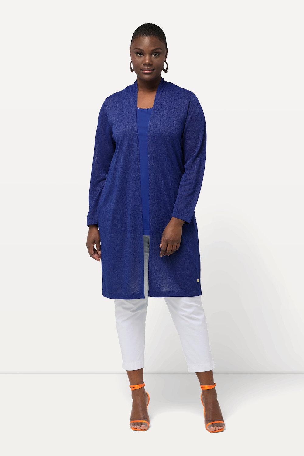 Große Größen Long-Strickjacke, Damen, blau, Größe: 54/56, Viskose/Synthetische Fasern, Ulla Popken