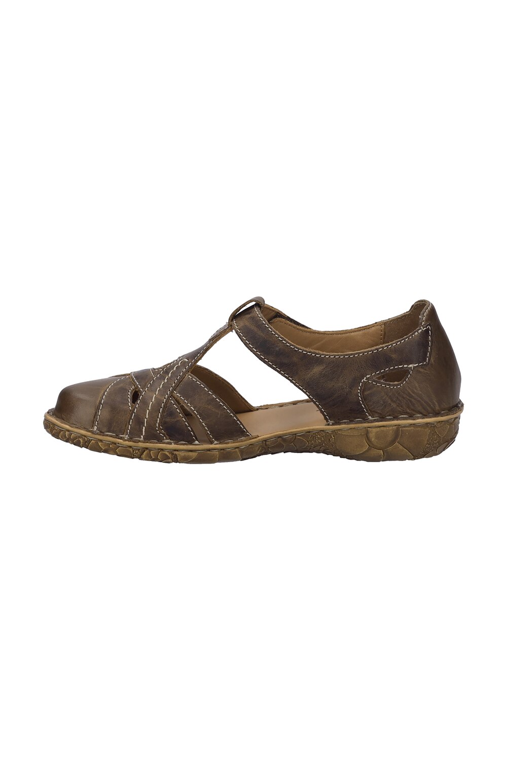 Stora storlekar Josef Seibel Skinnsandaler med kardborreband, Dam, brun, storlek: 42, Läder, Ulla Popken