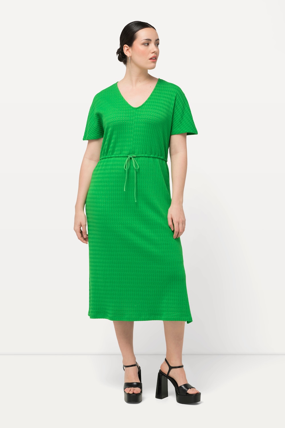 Große Größen Midikleid, Damen, grün, Größe: 46/48, Polyester/Baumwolle, Ulla Popken