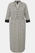 Minimalist Geometric Print Lapel Collar 3/4 Sleeve Stretch Knit Dress