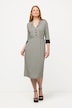 Minimalist Geometric Print Lapel Collar 3/4 Sleeve Stretch Knit Dress