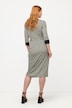 Minimalist Geometric Print Lapel Collar 3/4 Sleeve Stretch Knit Dress