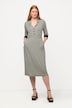 Minimalist Geometric Print Lapel Collar 3/4 Sleeve Stretch Knit Dress