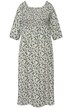 Midi šaty, A střih, květovaný potisk, hranatý výstřih, dlouhé rukávy