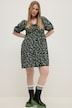 Minikleid, A-Line, Flower Print, Carree-Ausschnitt, Halbarm