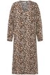 Kaftanové šaty, midi délka, A střih, leopardí potisk, výstřih do V, dlouhé rukávy