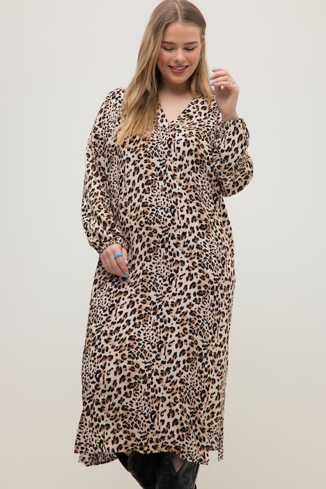 Leopard Print Caftan A-line Dress | Midi Dresses | Dresses