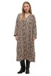 Kaftanové šaty, midi délka, A střih, leopardí potisk, výstřih do V, dlouhé rukávy