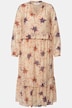 Maxikleid, A-Line, Blumen Print, Rüschen, Tunika-Ausschnitt, Langarm