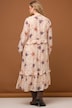 Maxikleid, A-Line, Blumen Print, Rüschen, Tunika-Ausschnitt, Langarm
