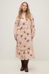 Maxikleid, A-Line, Blumen Print, Rüschen, Tunika-Ausschnitt, Langarm