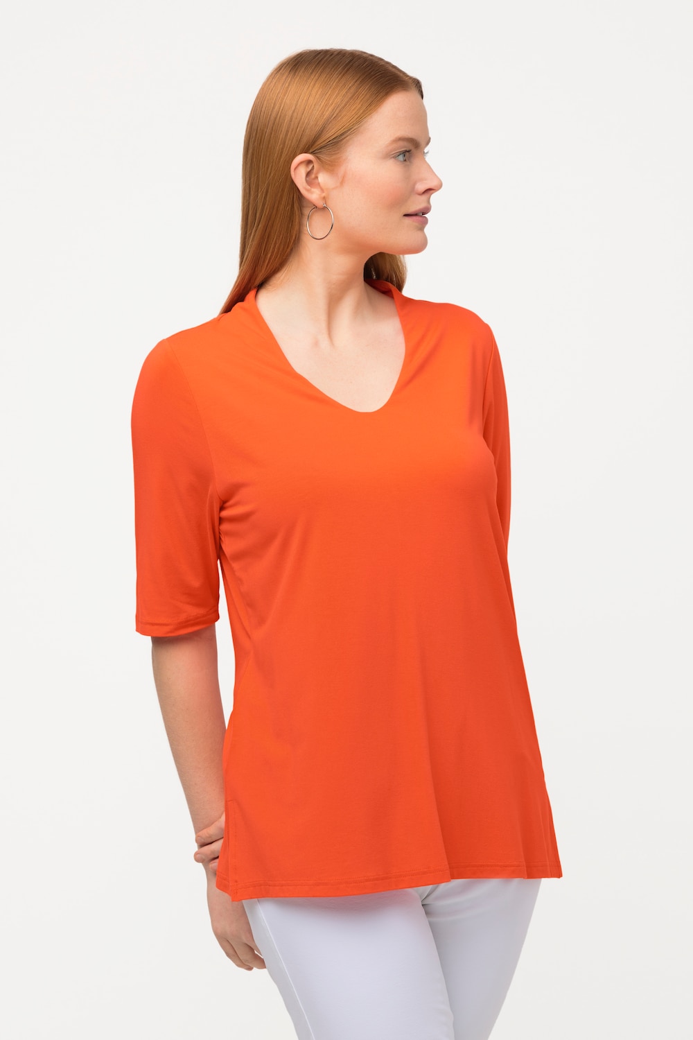 Grote Maten T-shirt, Dames, oranje, Maat: 42/44, Viscose, Ulla Popken