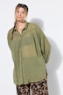 blouse, oversized, chiffon met dessin, overhemdkraag, lange mouwen