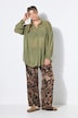 blouse, oversized, chiffon met dessin, overhemdkraag, lange mouwen
